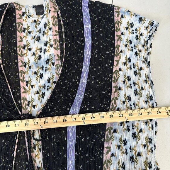 Steve Madden Tassel Tie Front Kimono Duster Floral Patchwork OS Boho Hippie - Picture 8 of 11